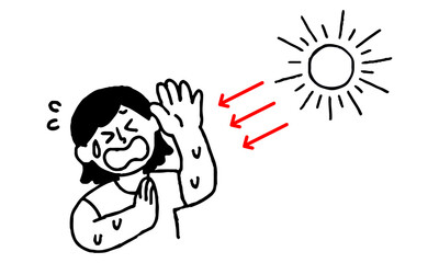 太陽の熱、紫外線を浴びる女性（シンプル）