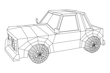 Fototapeta premium Car sedan vehicle personal transport. Automobile transportation concept. Wireframe low poly mesh vector illustration.