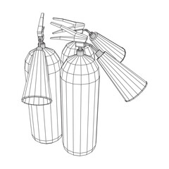Fire extinguisher. Wireframe low poly mesh vector illustration.