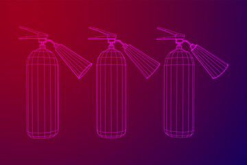 Fire extinguisher. Wireframe low poly mesh vector illustration.