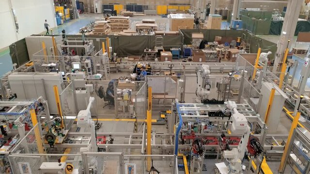 Robotic Arm Automobile Factory Interior Drone Aerial Production Line Details