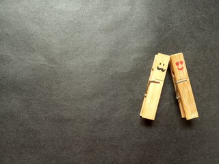 toy wooden clips in happy mood, daylight