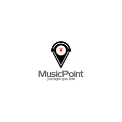 Music Point Logo design vector map pointer icon