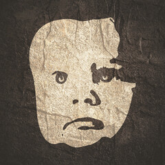 Portrait of pretty little boy. Confused kid