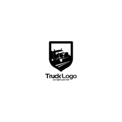 truck emblem logo american flag icon design concept