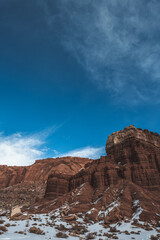 Chimney Rock in snow at Capitol Reef National Park