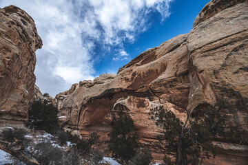 The Capitol Dome in snow at Capitol Reef National Park