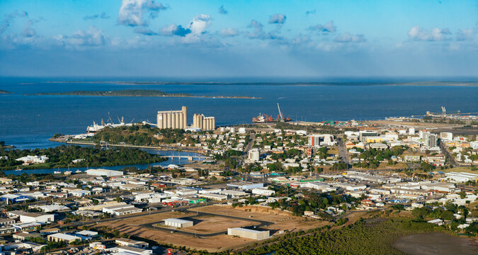 Port City Of Gladstone With The Coral Sea In The Distance