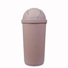 Big brown trashcan or waste bin on white background.