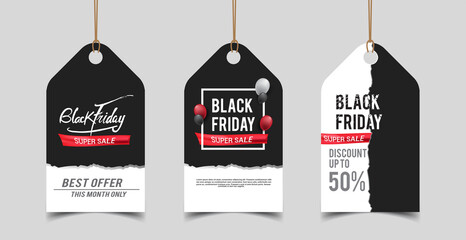 Black Friday sale black tag, round banner, advertising, vector Design
