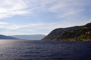 Fototapeta na wymiar Sognefjord, Norway, Scandinavia. View from the board of Flam - Bergen ferry.