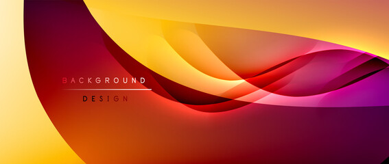 Fluid gradient waves with shadow lines and glowing light effect, modern flowing motion abstract background for cover, placards, poster, banner or flyer