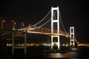 Fototapeta na wymiar 夜の白鳥大橋