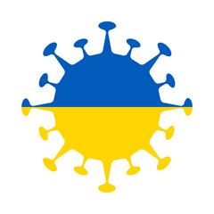 Ukraine's flag in virus shape, symbolizing the pandemic's impact. A stark reminder of global challenges.