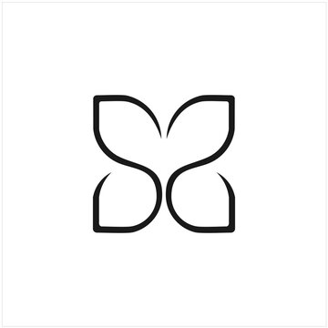 Initial letter ss with abstract butterfly element. minimalist line art monogram shape logo.