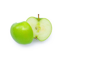 Fresh green apple on white background.