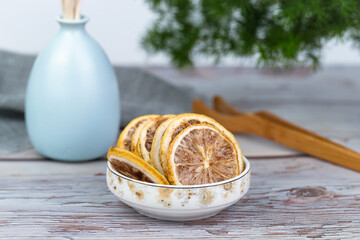 the dried lemon slices closeup