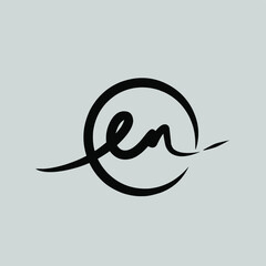 en initial handwriting logo vector
