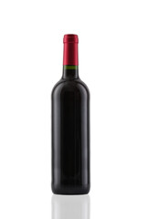 Bottle of red wine isolated on white