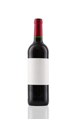 Bottle of red wine isolated on white
