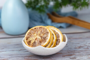 the dried lemon slices closeup