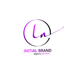 Ln initial handwriting logo vector
