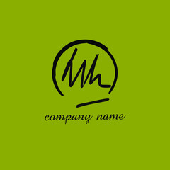 Mh initial handwriting logo vector