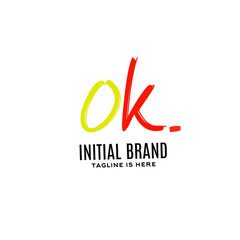 Ok initial handwriting logo vector