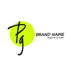 Pg initial handwriting logo vector