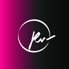 Rv initial handwriting logo vector