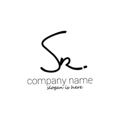 SR initial handwriting logo vector