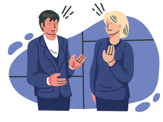Communication concept. Man and Woman talking  each other. Isolated Vector Illustration