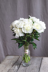 bouquet of white spring flowers peonies