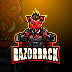 Razorback gunners mascot esport logo design  