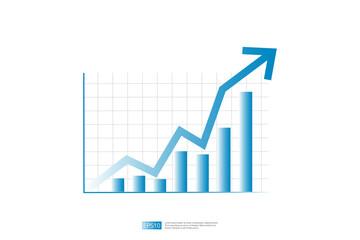 Increase profit sales diagram. business chart growth in flat style design. increasing graph investment revenue with line arrow vector illustration concept to success