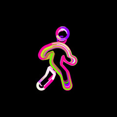 Obraz premium Symbol walking from multi-colored circles and stripes. UFO Green, Purple, Pink