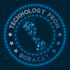 Technology From Boracay. Futuristic geometric badge of the island. Technological concept. Round Boracay logo. Vector illustration.