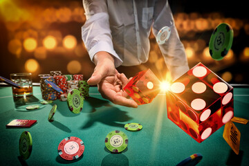 Man gambling at the craps table - 358008062