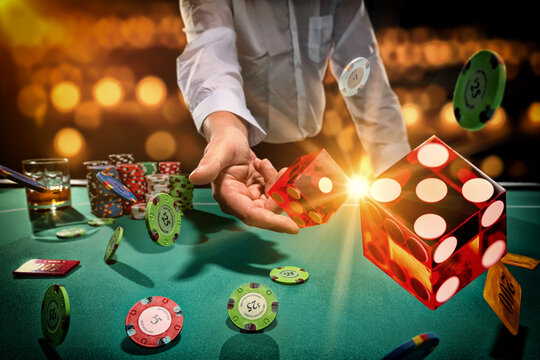Man gambling at the craps table