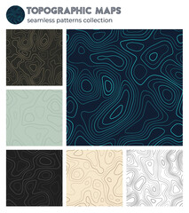 Topographic maps. Awesome isoline patterns, seamless design. Radiant tileable background. Vector illustration.
