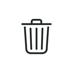 Trashcan icon. Carbage can symbol. Flat shape delete sign. Trash container and recycling bin logo. Vector illustration image. Isolated on white background.