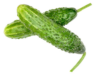 Fresh сucumbers isolated on white, top view