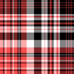 Seamless pattern in red, black and white colors for plaid, fabric, textile, clothes, tablecloth and other things. Vector image.
