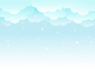 Clouds background and flat snowflakes and dots. Vector illustration. EPS 10.