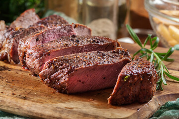 Slices of beef steak