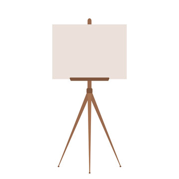 Wooden easel with blank canvas for painting