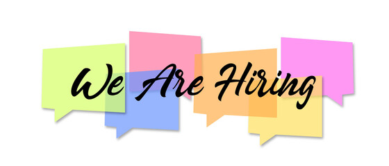 We're hiring concept with speech bubble. Banner for business, marketing and advertising. Vector illustration.