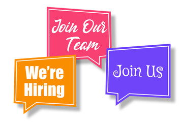 We're hiring concept with speech bubble. Banner for business, marketing and advertising. Vector illustration.