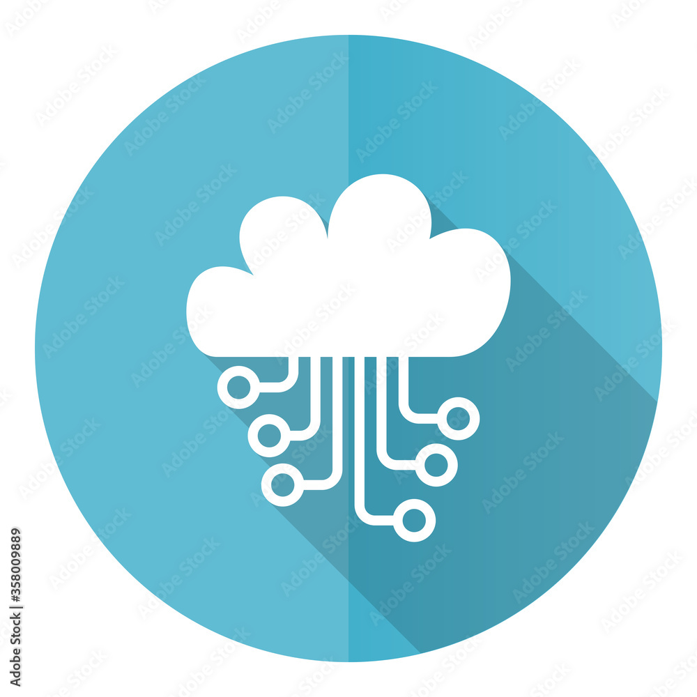 Aufkleber cloud computing blue round flat design vector icon isolated on white background, technology, circuit