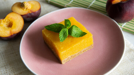 Peach cake with biscuit cake